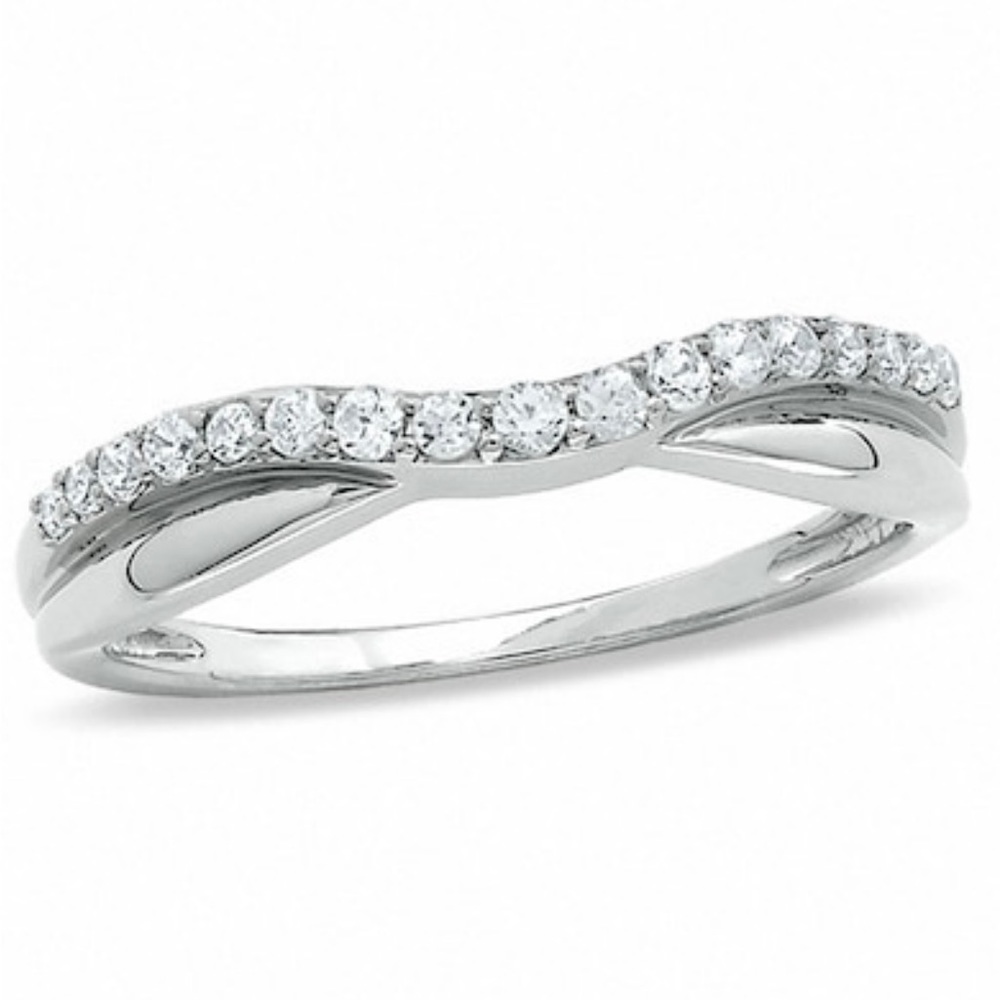 Zales  1/5 CT. T.W. Natural Diamond Twist Contour Band in 14K White Gold